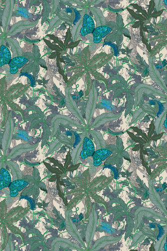 Papier peint contemporain - Grandifolius Wallpaper - Timorous Beasties - en textile non-tissé / floral / motif animal