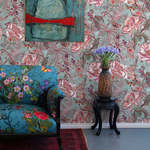 Papier peint contemporain - PAPAVER - Timorous Beasties - en textile non-tissé / à motif floral / aspect papier peint
