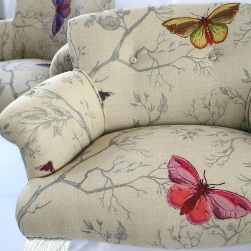 Tissu d'ameublement - BUTTERFLIES - Timorous Beasties - à motif animalier / en lin / en nylon