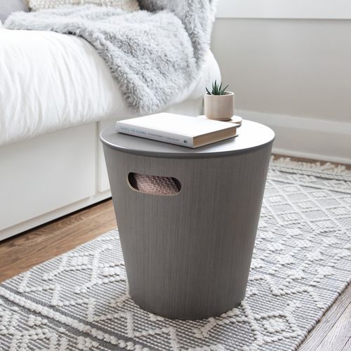 Tabouret contemporain - WOODROW  - Umbra - en noyer / avec piètement en noyer / piètement central