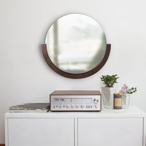 Miroir mural - MIRA - Umbra - contemporain / rond / en noyer