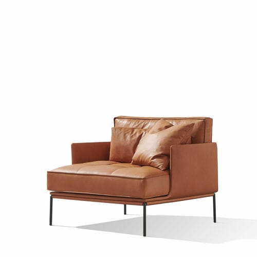 Fauteuil minimaliste - Fame  - Wittmann - en tissu / en cuir / avec repose-pieds