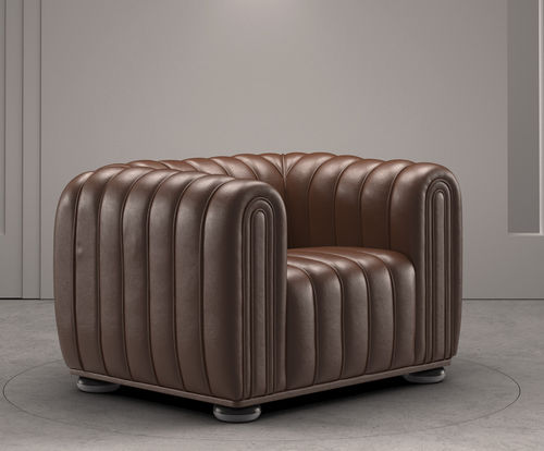 Fauteuil contemporain - Club 1910 - Wittmann - en tissu / en cuir / en bois