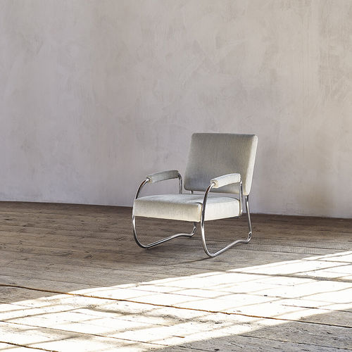 Fauteuil contemporain - Freischwinger Nr. 2 - Wittmann - en cuir / en acier / noir