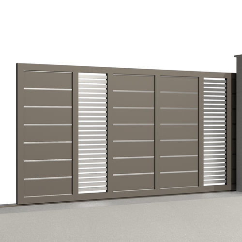 Portail coulissant - Tr&eacute;sor EMERAUDE C028 - Gates-Creations - droit / gauche / en aluminium