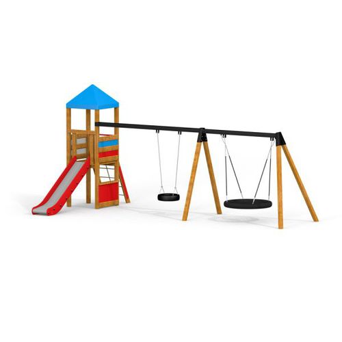 Cabane pour enfant avec toboggan - 10174-120  - Lars Laj - pour aire de jeux / en HDPE / au sol