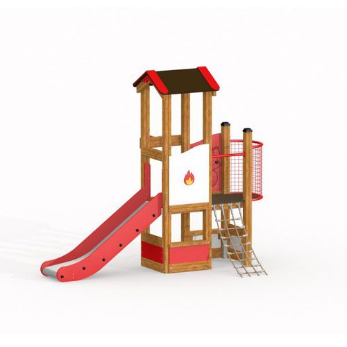 Cabane pour enfant caserne de pompiers - 10870  - Lars Laj - pour aire de jeux / avec toboggan
