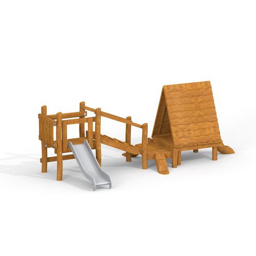 Cabane pour enfant avec toboggan - KANHA   - Lars Laj - pour aire de jeux / au sol / en bois
