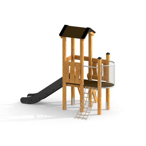 Cabane pour enfant pour aire de jeux - PIXIE MODERN NATURE    - Lars Laj - étanche / au sol / avec toboggan
