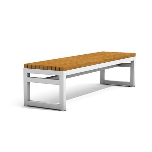 Banc public contemporain - KYOTO - Lars Laj - en bois / en acier / en acier à revêtement par poudre