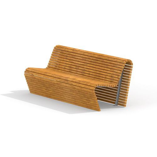 Banc public contemporain - SOFA WAVE    - Lars Laj - en bois / en acier inoxydable / avec dossier