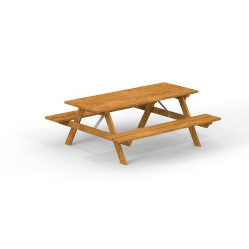 Ensemble table et bancs pour enfant - 14105  - Lars Laj - contemporain / en mélèze / en acier galvanisé