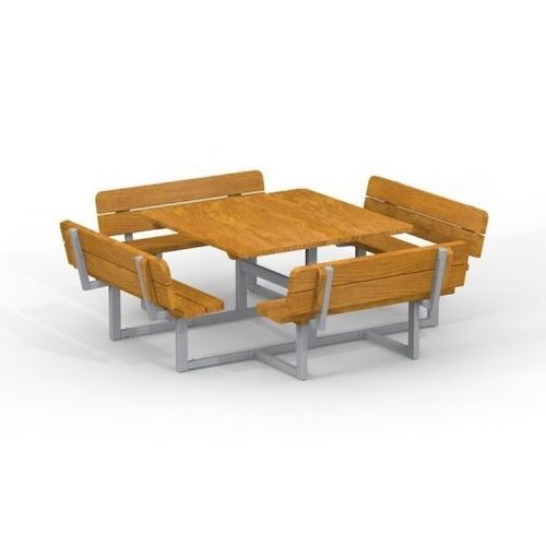 Table de pique-nique contemporaine - QUADRO    - Lars Laj - en bois / avec piètement en acier galvanisé / carrée