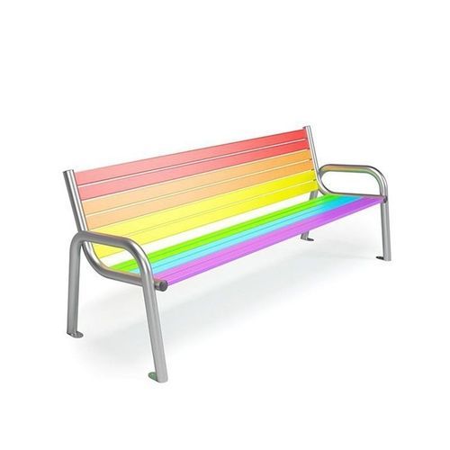 Banc public contemporain - 14480   - Lars Laj - en acier galvanisé / en acier peint / avec dossier