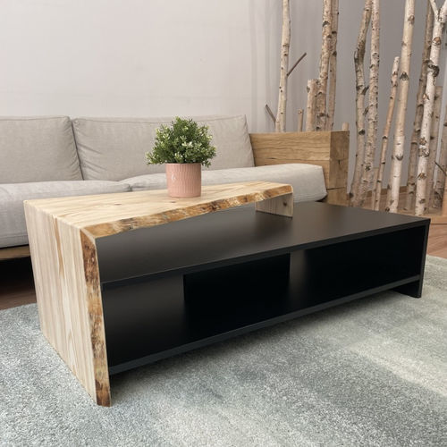Table basse contemporaine - ALPHONSE  - Brût - en sapin / en mélaminé / avec piètement en mélaminé