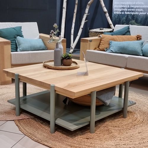 Table basse contemporaine - CALANQUES - Brût - en frêne / avec piètement en bois laqué / carrée
