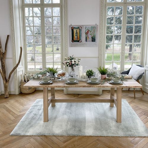 Table à manger contemporaine - CAMPAGNE  - Brût - en chêne / en frêne / avec piètement en chêne