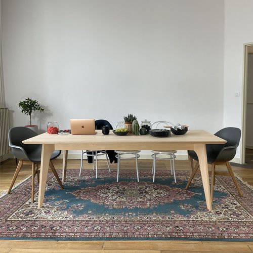 Table à manger design scandinave - SCANDI - Brût - en hêtre / en mélaminé / avec piètement en hêtre