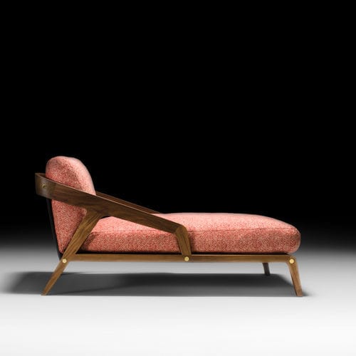 Chaise longue contemporaine - Frisè - Black Tie - en tissu / en cuir / en noyer