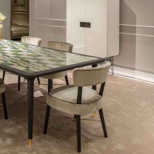 Chaise de salle à manger contemporaine - Elena Sofia - Black Tie - d'intérieur / en tissu / en cuir