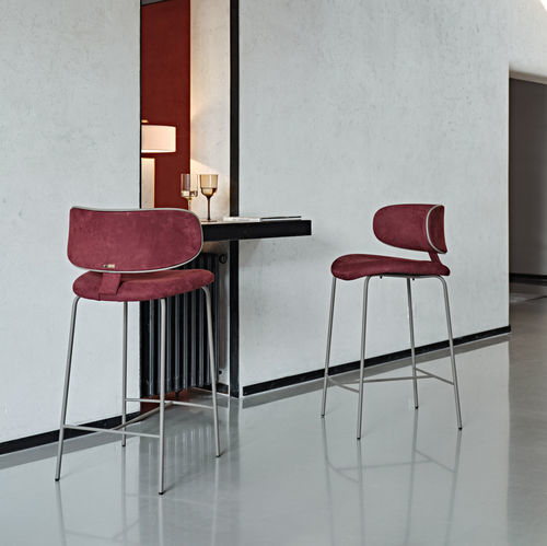 Chaise de bar contemporaine - Natalia - Black Tie - d'intérieur / en tissu / en cuir
