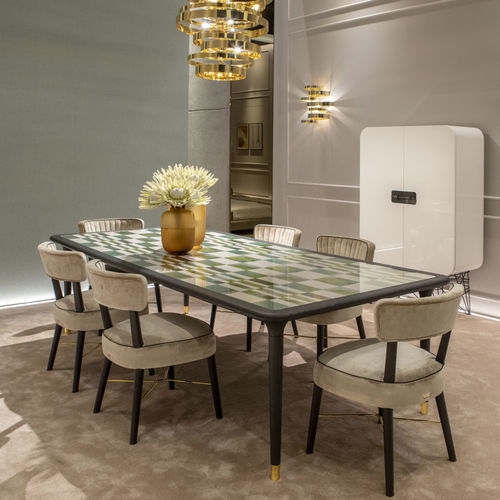 Table à manger contemporaine - Caius - Black Tie - en frêne / en tissu / avec piètement en bois