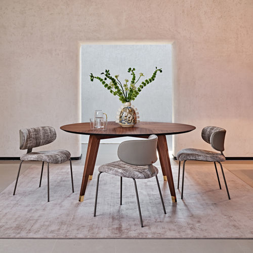 Table à manger contemporaine - Santiago - Black Tie - en noyer / en MDF / avec piètement en noyer