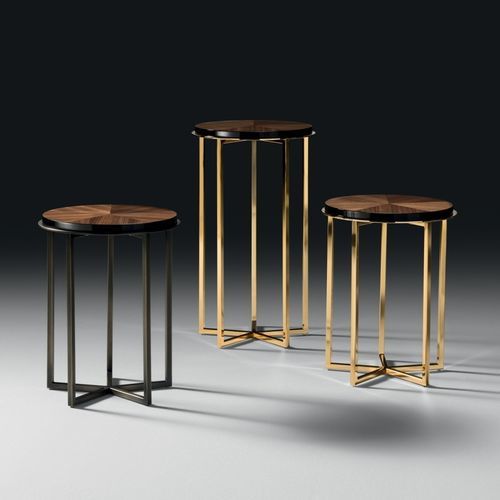 Table d'appoint contemporaine - Elliot Plus - Black Tie - en noyer / en métal / avec piètement en métal peint