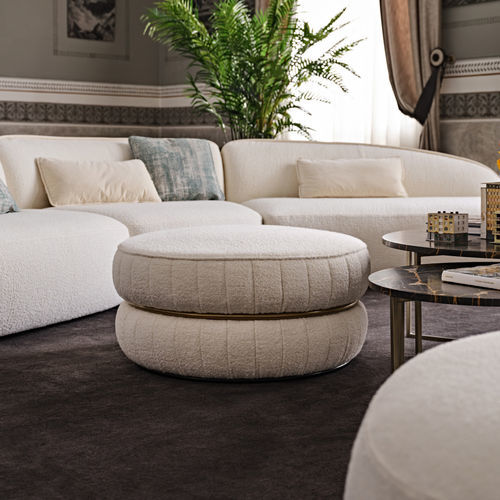 Ottoman contemporain - Lillo - Black Tie - en tissu / rond / tapissé