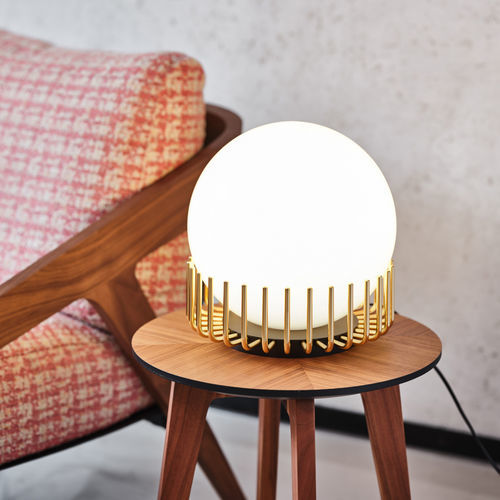 Lampe de chevet - Lucy - Black Tie - en métal poli / en verre / contemporaine