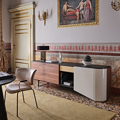 Buffet contemporain - India - Black Tie - en noyer / en MDF / en frêne