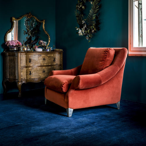 Fauteuil contemporain - Miranda - Black Tie - en tissu / en cuir / en bois