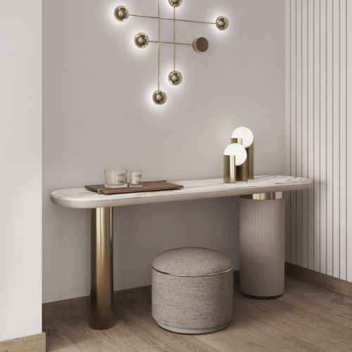 Pouf contemporain - amer  - Ana Roque - en tissu / en métal / rond