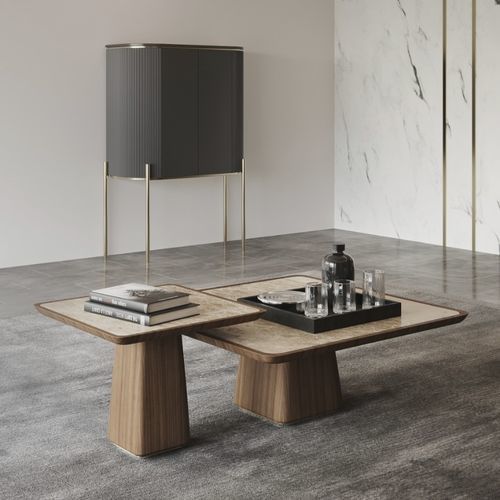 Table basse contemporaine - billy - Ana Roque - en marbre / avec piètement en métal / avec piètement en bois