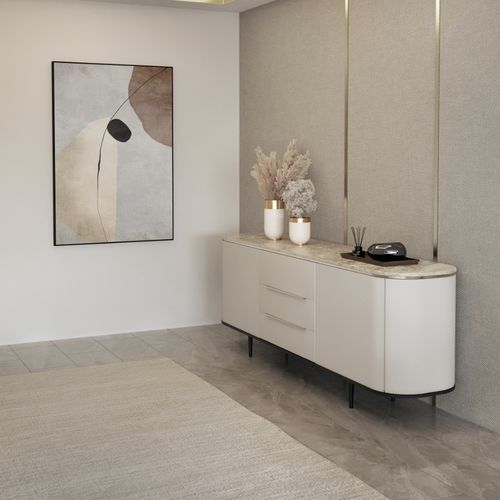Buffet contemporain - venice - Ana Roque - en bois / en métal / en marbre