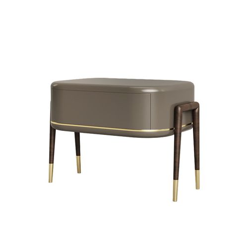 Table de chevet contemporaine - otto  - Ana Roque - en bois laqué / avec piètement en métal / rectangulaire