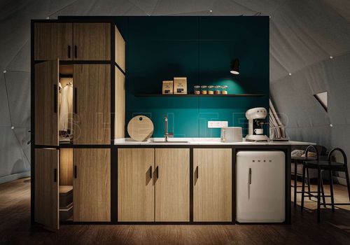 Cuisine contemporaine - Shelter Dome - en placage de bois / modulaire / blanche