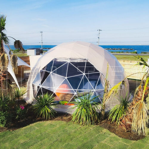 Dôme pour éclairage naturel en verre - 6M GLAMPING DOME - Shelter Dome - en acier / courbé / avec exutoire de désenfumage