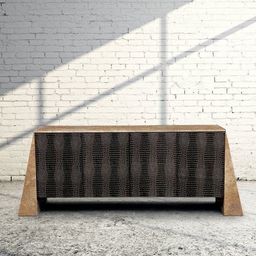 Buffet contemporain - BUTTERFLY - Stone International - en bois / en cuir / en pierre