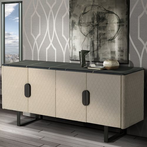 Buffet contemporain - MARYLIN - Stone International - en métal / en marbre / en tissu