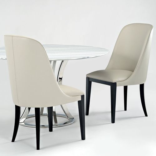 Chaise de salle à manger contemporaine - FLAVIA - Stone International - d'intérieur / en cuir / avec piètement en wengé