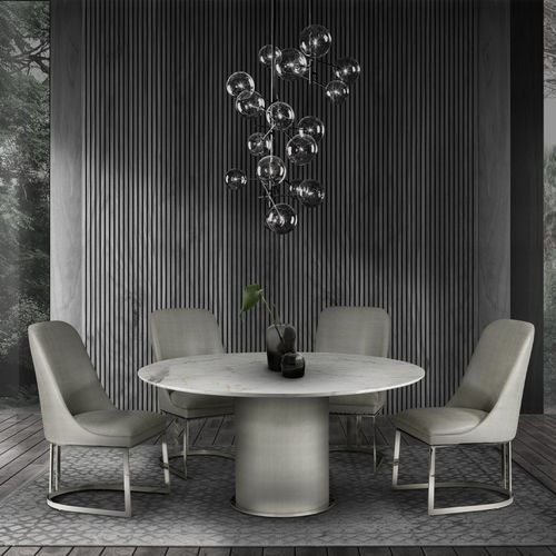 Chaise de salle à manger contemporaine - GRETA - Stone International - d'intérieur / en tissu / en cuir