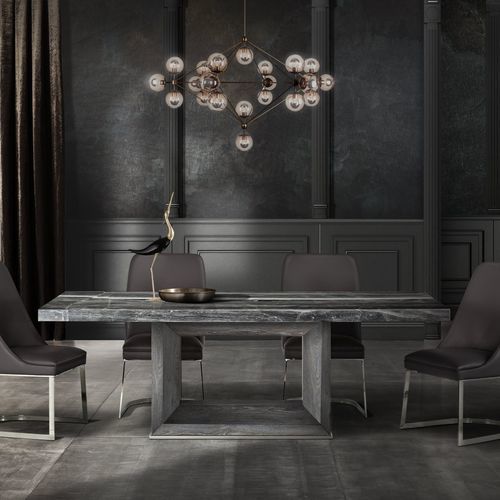 Table à manger contemporaine - BLADE - Stone International - en pierre naturelle / avec piètement en bois / avec piètement en acier inoxydable poli