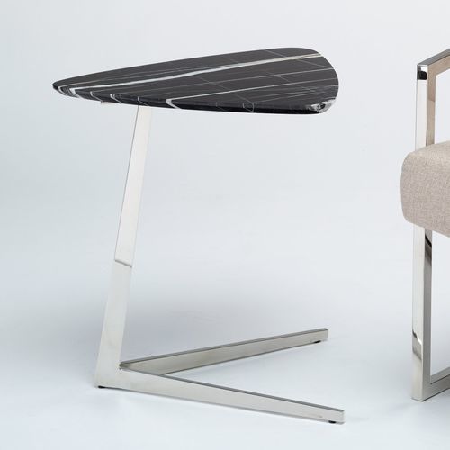 Table d'appoint contemporaine - PLECTRUM - Stone International - en pierre naturelle / avec piètement en métal / piètement central