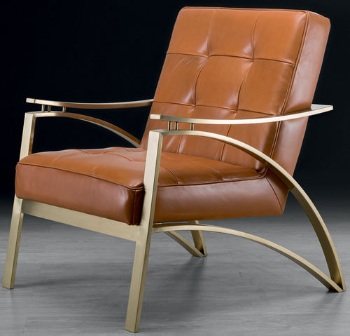 Fauteuil contemporain - CAMILLA - Stone International - en tissu / en cuir / en laiton