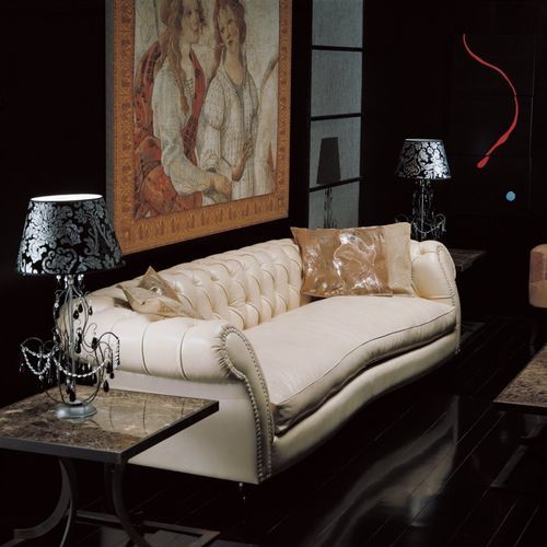 Canapé chesterfield - CHESTER - Stone International - en tissu / en cuir / avec accoudoirs