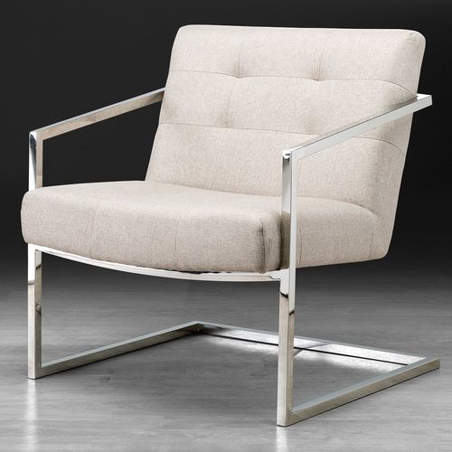 Fauteuil contemporain - DAFNE - Stone International - en tissu / en cuir / en acier inoxydable poli