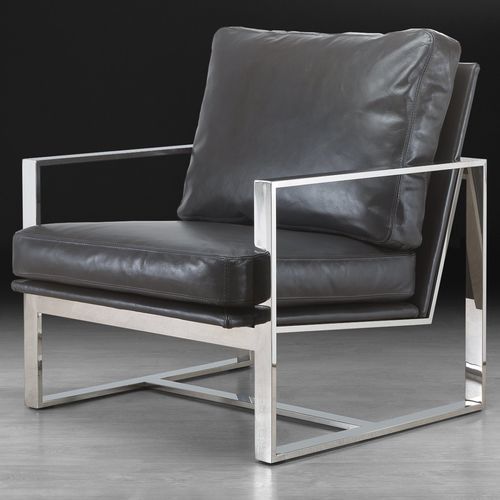 Fauteuil contemporain - FEBO - Stone International - en tissu / en cuir / en acier inoxydable poli