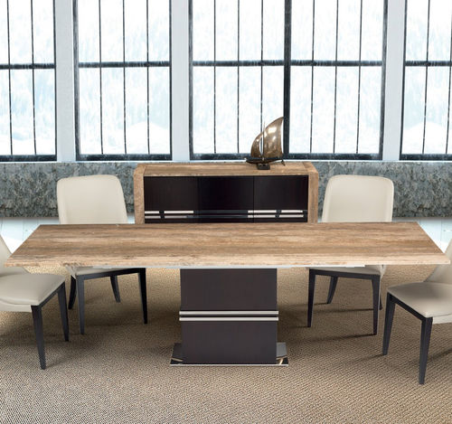 Table à manger contemporaine - LUGANO - Stone International - en pierre naturelle / avec piètement en noyer / avec piètement en wengé