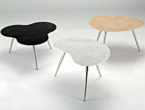 Table d'appoint contemporaine - LIVIA - Stone International - en pierre naturelle / avec piètement en laiton / avec piètement en acier inoxydable poli